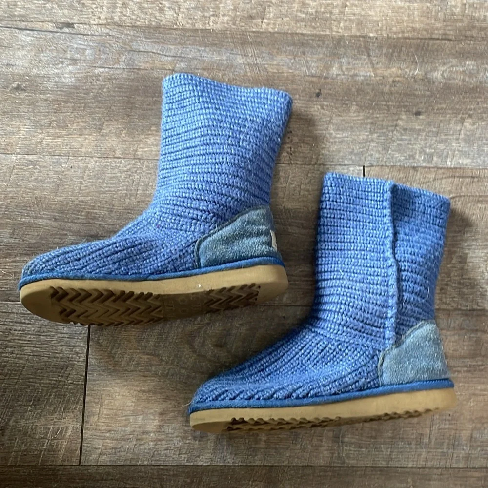UGG Australia Cardy Knit Sweater Slip On Boots Blue